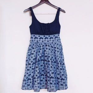 Blue Baby doll dress with floral design